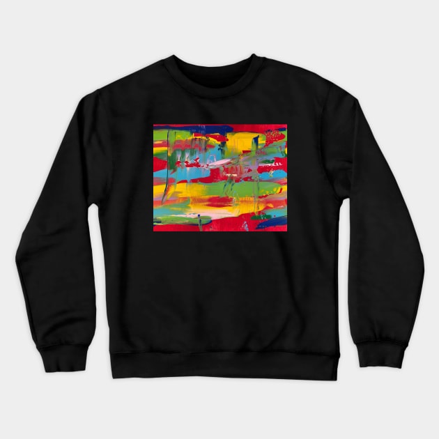 Red Abstract Smeared Painting Crewneck Sweatshirt by courtneylgraben